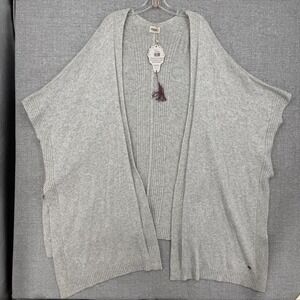 Umbrale Vest Womens XL Gray Collarless Open Oversized Scoop Neck Knit Wool-Blend